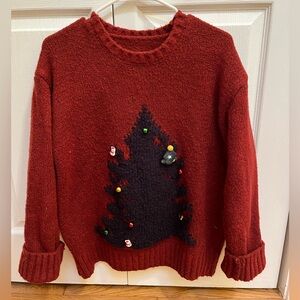 Dark Red Christmas Tree sweater